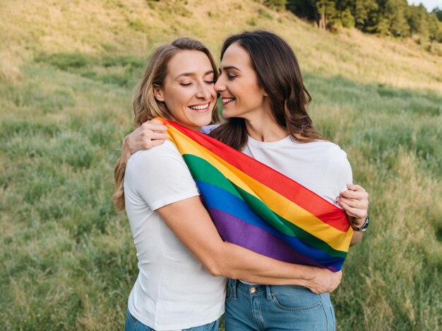 Lesbian Couple Hugging Lgbt Pride 25345404 Stock Photo At Vecteezy