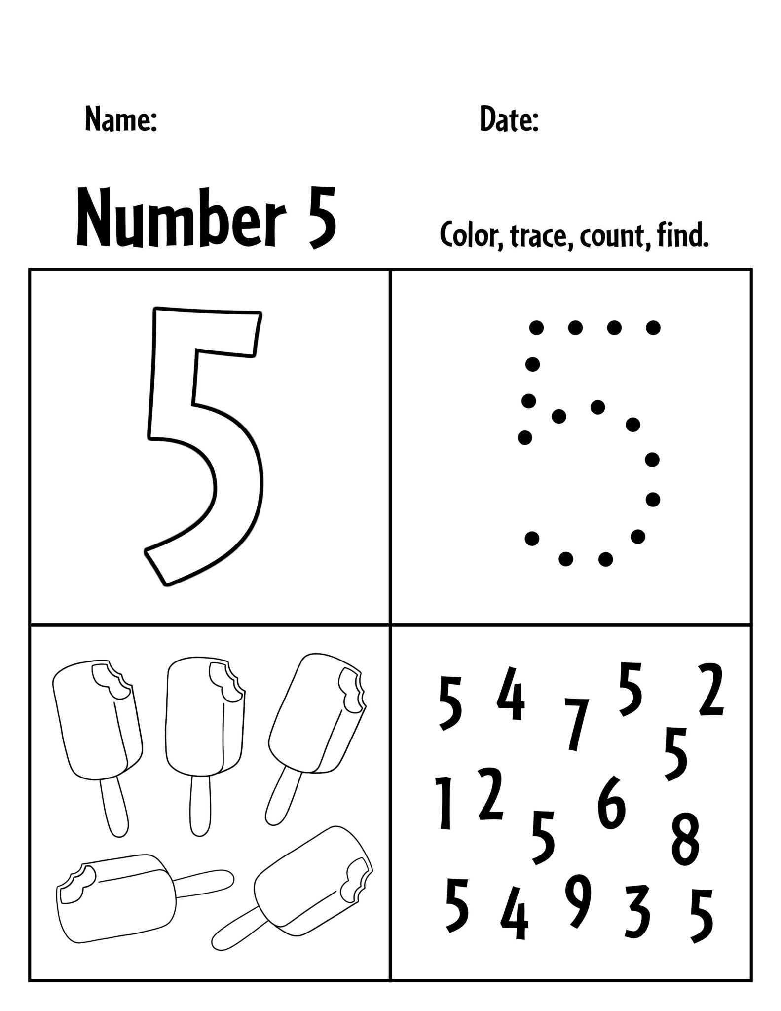 Preschool Coloring Pages Number 5 Worksheet At Tarleonardoblog Blog